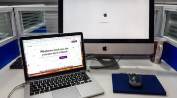 Notebook mit Slack-Anwendung